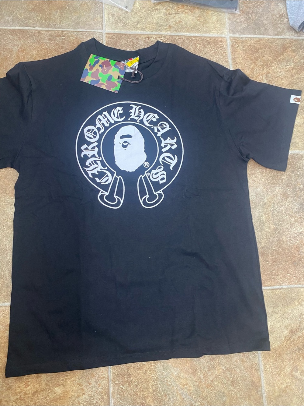 Bape Black and White Graphic Short Sleeve Tee - Picture 4 of 5
